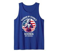 American Human by Chance Sigma by Choice T-Shirt Sigma Wolf Tank Top, Men, Royal Blue, Large