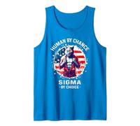 American Human by Chance Sigma by Choice T-Shirt Sigma Wolf Tank Top, Men, Sapphire Blue, Small