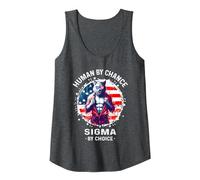 American Human by Chance Sigma by Choice T-Shirt Sigma Wolf Tank Top, Women, Dark Heather Grey, Medium
