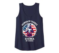 American Human by Chance Sigma by Choice T-Shirt Sigma Wolf Tank Top, Women, Navy Blue, X-Large
