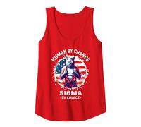American Human by Chance Sigma by Choice T-Shirt Sigma Wolf Tank Top, Women, Red, Small