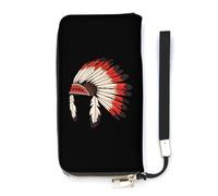 American Indian Headdress Feathers Culture American Slim Wallet for Women Long Purse Cute Clutch Wristlet Handbag Card Holders