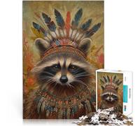 American Indian Raccoon1000 Pieces Puzzles for teenagers Challenging Game and Family Play Birthday Present, Gifts, Wall Art 38x26cm