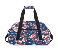 American July 4th Butterfly Duffel Bags for Women Men Kids Girls Boys Overnight Weekender Travel Bag 24L Sport Gym Duffel Bag Practice Tote Carry Bag