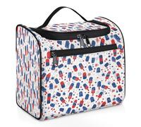 American July 4th Ice Cream Travel Toiletry Bag for Women Men Kids Girls Boys 11.2 L Big Cosmetic Makeup Bag Hanging Wash Pouch Bag Toiletries Organizer Shower Bag