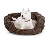 AMERICAN KENNEL CLUB 26" Clamshell Cuddler Dog Bed - Plush Popcorn Texture, Washable, Non-Slip, for Medium & Large Dogs