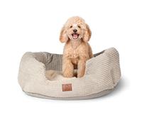 AMERICAN KENNEL CLUB 26" Clamshell Cuddler Dog Bed - Plush Popcorn Texture, Washable, Non-Slip, for Medium & Large Dogs