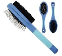 American Kennel Club AKC 2 in 1 Combo Brush with Dense Nylon Bristles for a Shiny Coat and Coated Pins to Remove Loose Hair