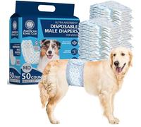 American Kennel Club Male Dog Wrap, Disposable Diapers with Wetness Indicator, Medium, 50 Count