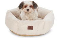 American Kennel Club Round Plush Dog Bed - 20" Cozy Donut Design for Small Pets, Ultra-Soft Washable Pet Bed with Non-Slip Bottom, Durable High-Loft Filling, Tan