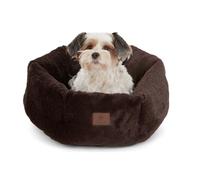 American Kennel Club Round Plush Dog Bed - 20" Cozy Donut Design for Small Pets, Ultra-Soft Washable Pet Bed with Non-Slip Bottom, Durable High-Loft Filling, Brown