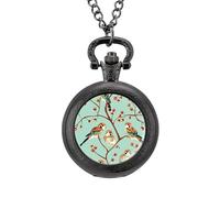 American Kestrel Pattern Vintage Pocket Watch Alloy Pendant Watches Necklace Gift for Men Women Black-Style