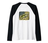 American Largemouth Bass Flag Backprint Raglan Baseball Tee