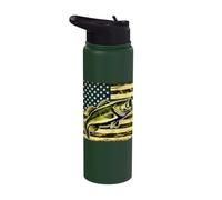 American Largemouth Bass Flag Backprint Stainless Steel Insulated Water Bottle