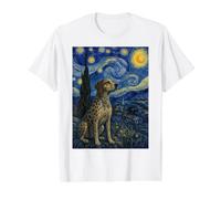 American Leopard Hound Dog Van Gogh Starry Night Value Graphic T-Shirt, Men, White, S