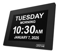 American Lifetime Day Clock Large Digital Clock Large Display with date and day of the week, Digital wall clock Large display Dementia products for elderly seniors,Clocks for Seniors (Black)