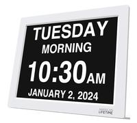 American Lifetime Dementia Clock, Large Digital Clock for Seniors, Alzheimer's (White, 15 inch)