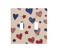American Love Seamless Pattern Double Gang Toggle Light Cover Wall Plate Switch Decor Standard Size - 11.4x11.4cm