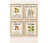 AMERICAN LUXURY GIFTS Botanical Growth Mindset Posters - Set of 4, 11x14 Unframed Inspirational Wall Art for Teachers, Counseling Rooms, Kids’ Spaces & Farmhouse Home Décor
