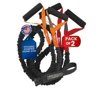 American Made FITCORD Resistance Bands 2 Pack with Door Anchor- Home Workout Equipment Set - Secure & Durable, Body Stretching & Strength Training for Men & Women - 7lb & 18lb Bands