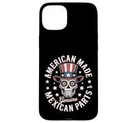 American Made with Mexican Parts Sugar Skull Art Women Men Case for iPhone 15 Plus