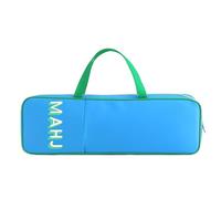 American Mahjong Bag - Blue Printed Storage Bags | Table Game Protective Sleeve with Gold Zipper Tile Storage - Transparent Storage Pouch