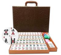 American Mahjong Game Set: 166 White Engraved Tiles, Western Mah Jongg Play, Traveler Size Case, Dices, Chips, Manual, Win Indicator