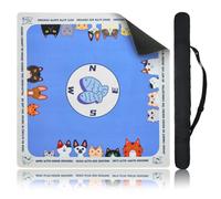 American Mahjong Mat with Cat Theme Design, 31.5" x 31.5" Non-Slip Waterproof Rubber Backed Mahjong Table Mat with Storage Bag,Fits 4 Standard Mahjong Racks for Mahjong Lovers, Clubs & Game Nights