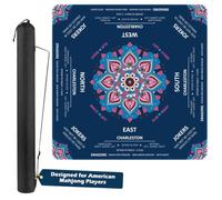 American Mahjong Mat with Rules, Mandala Design Rubber Mahjong Table Mat
