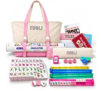 American Mahjong Set with 166 Tiles, Mahjong Mat, 4 Color Mahjong Racks | Pink 166 Tiles Dice,manual & Carrying Bag - Complete All-in-One Mahjong Game Set