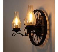 American Mediterranean Steampunk Wall Light - Retro Creative Bronze Iron Wall Sconce, E27 Edison Compatible for Living Room, Attic, Cafe, Bar Decor(Color:Double Head)