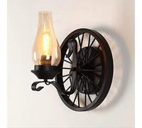 American Mediterranean Steampunk Wall Light Retro Creative Wall Lamp Living Room Attic Cafe Hall Bar Decor Interior Kerosene Lamp Bronze Round Iron Wall Sconce E27 Edison(Color : Double Head) needed