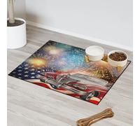 American Memorial Day Old Car Pet Feeding Mat for Cat Dog Water Bowl Food Mats Pet Feeding Mats Absorbent Nti-Slip Contain Spills Protects Floors Placemat 43.1 x 76.2 cm