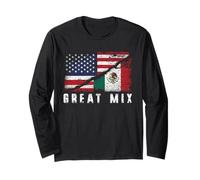 American Mexican Flag Great Mix Heritage Pride USA Mexico Long Sleeve T-Shirt