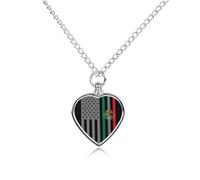 American Mexico Flag Custom Urn Necklace for Ashes Heart Keepsake Pendant Jewelry Memorial Cremation