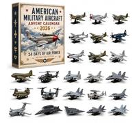 American Military Aircraft Advent Calendar 2026 | 24 Days Mini Airplane Models Christmas Countdown Calendar, WWII Warbirds, Fighter Jets, Helicopters & Aviation Collectibles