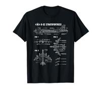 American Military Aircraft B-52 Stratofortress Blueprint T-Shirt