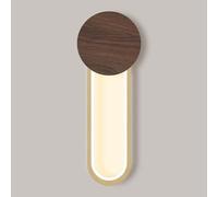 American Modern Simple Round Iron Art Lamps Creative Wood Grain Finish Sconces LED Source Three-Color Dimmable Wall Light for Corridor Room Hote Background Wall(Shape3) lamp