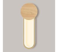 American Modern Simple Round Iron Art Lamps Creative Wood Grain Finish Sconces LED Source Three-Color Dimmable Wall Light for Corridor Room Hote Background Wall(Shape4) lamp
