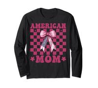 American Mom 4th of July USA Flag Patriotic Mom Mother's Day Long Sleeve T-Shirt