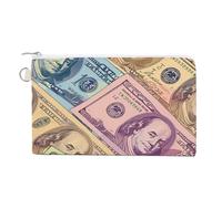 American Money Colorful Bill Dollars Coin Purse Cute Change Pouch Wallet Clutch Bag with Zip