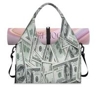 American Money Sports Duffle Bag with Shoe Compartment American Dollar Weekend Overnight Bags Tote Cabin Luggage Bag for Gym Yoga Travel