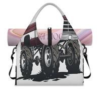 American Monster Truck Car Sports Duffel Bag for Women Men Weekend Overnight Bag with Shoe Compartment Shoulder Tote Luggage Bag for Yoga Gym Travel