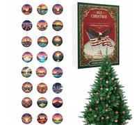 American Monuments - 24 Days Acrylic 2D Pendants Set, Christmas Holiday Countdown Ornaments | US Architectural Design by Hills