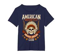 American Motorcycle Indian Bikers Club Chopper Biker T-Shirt, Women's Plus, Navy Blue, 2X