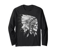 American Motorcycle Skull Native Indian Eagle Chief Vintage Long Sleeve T-Shirt
