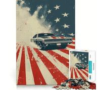 American Muscle Car Jigsaw Puzzles1000 Pieces Cognitive Train Fun Flawless Interlocking Pieces Birthday Gift Brain Teaser Toy (38x26cm)
