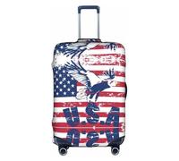 American National Flag With Eagle Print Travel Elastic Suitcase Luggage Baggage Cover Protector, Washable And Anti-Scratch, White, L