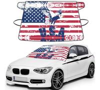 American National Flag with Eagle Printed Portable Windshield Wrap, Foldable Winter Ice Shield, Reinforced Flap Auto Protector