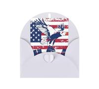 American National Flag With Eagle Printing Blank Pearl Paper Greeting Card,Vertical Notecards Designs, Envelopes For Thank You, Invitations